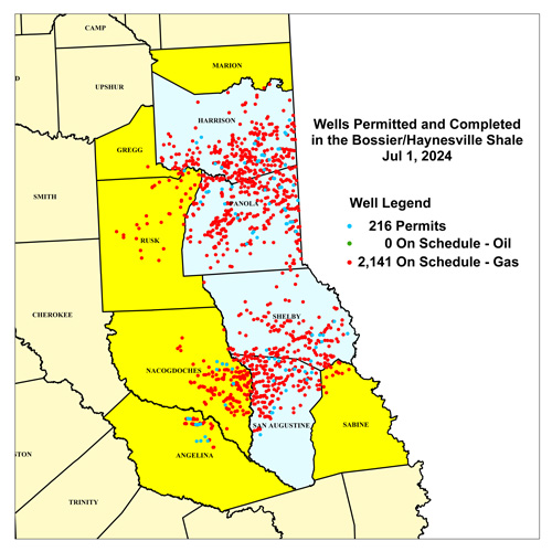 Wells Permitted and Completed in the Bossier/Haynesville Shale,